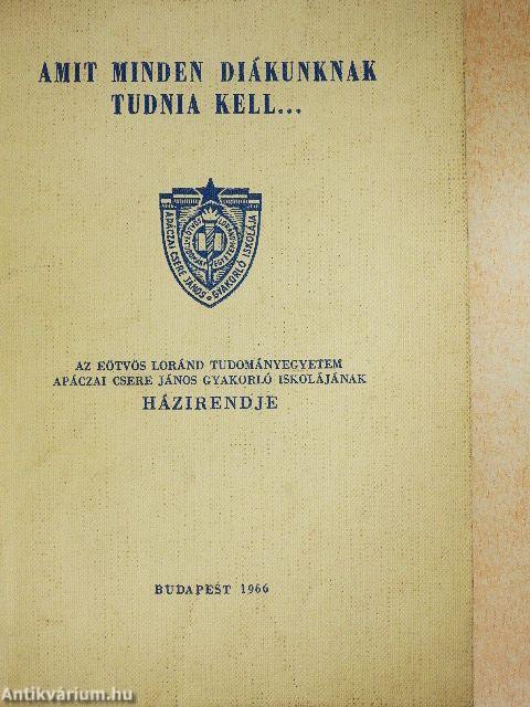 Amit minden diákunknak tudnia kell...