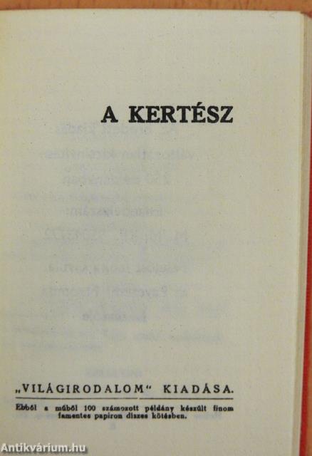 A kertész (minikönyv)
