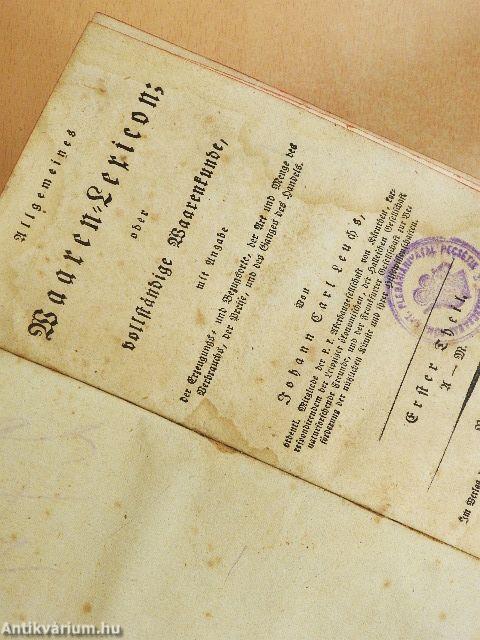 Allgemeines Waaren-Lexicon I. (gótbetűs)