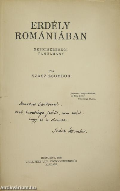 Erdély Romániában (dedikált pldány)