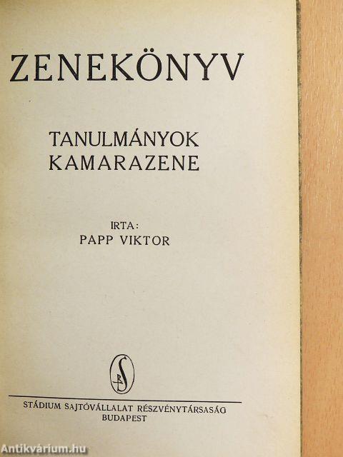 Zenekönyv - Tanulmányok/Kamarazene