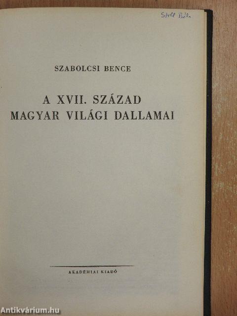A XVII. század magyar világi dallamai