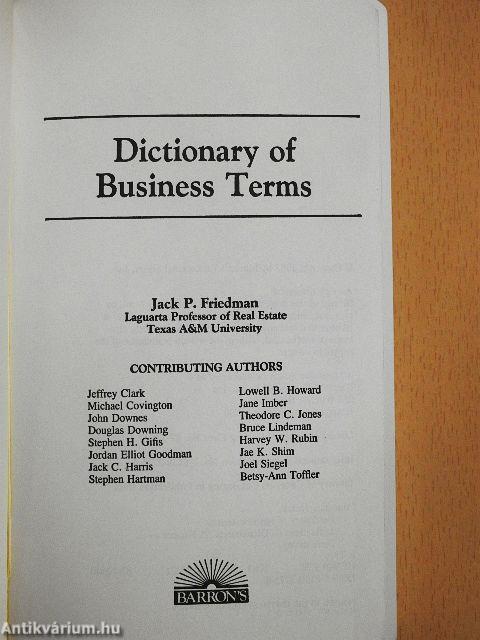 Dictionary of Business Terms