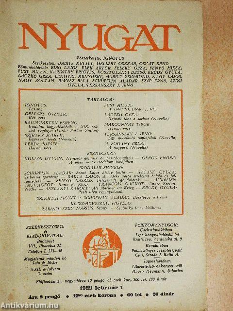 Nyugat 1929. február 1.