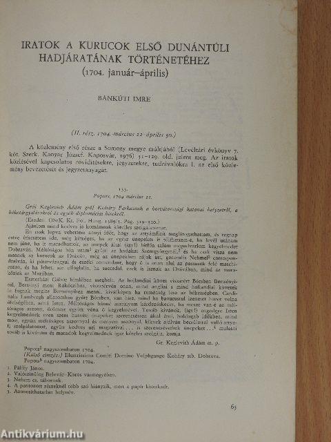 Iratok a kurucok első dunántúli hadjáratának történetéhez