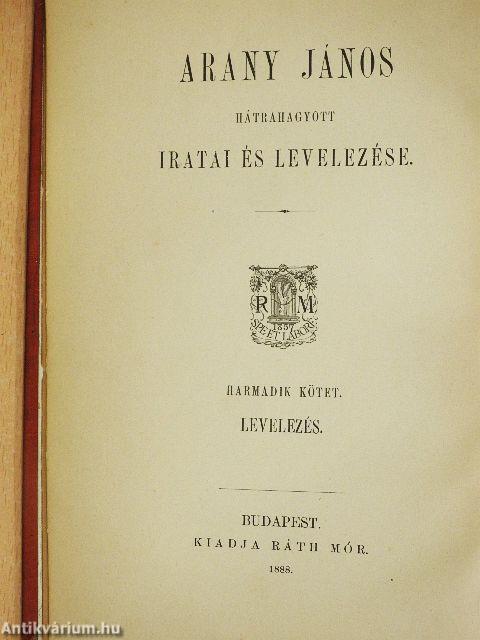 Arany János levelezése író-barátaival I.