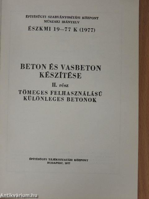 Beton és vasbeton készítése II.