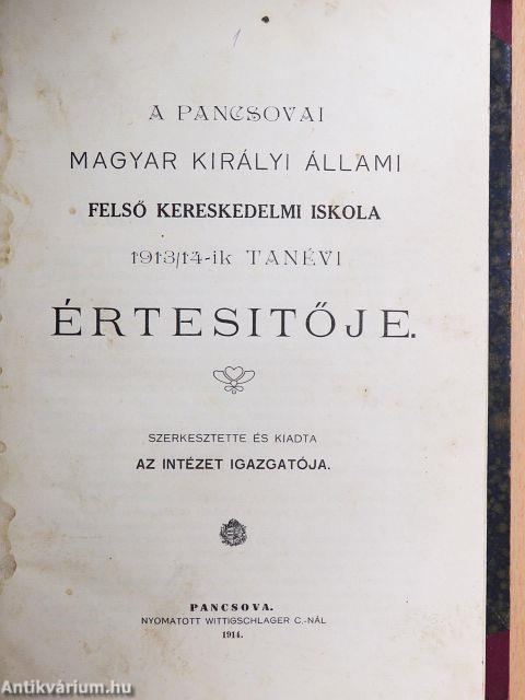 A pancsovai magyar királyi állami felső kereskedelmi iskola 1913/14-1914/15-ik tanévi értesítője/A pancsovai magyar királyi állami felső kereskedelmi iskola és a női kereskedelmi szaktanfolyam 1915/16-1916/17-ik tanévi értesítője