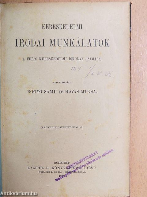 Kereskedelmi irodai munkálatok a felső kereskedelmi iskolák számára