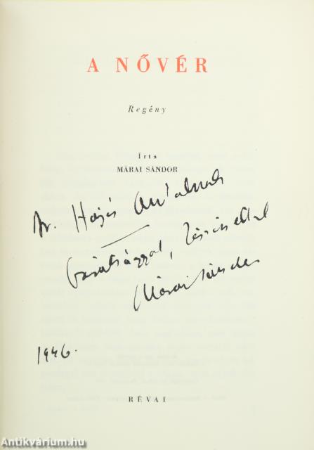A nővér (dedikált példány)