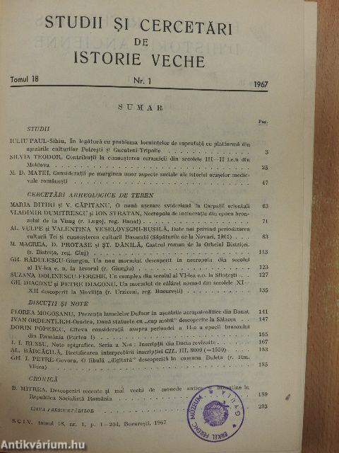 Studii si cercetari de Istorie Veche 1967/18 1-4