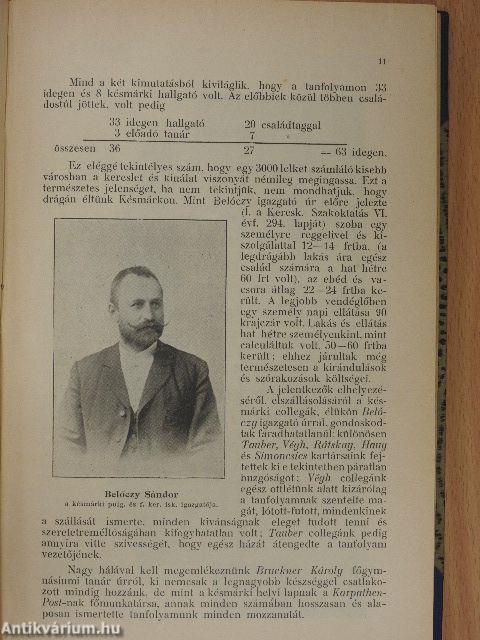 A kereskedelmi iskolai tanárok késmárki szünidei tanfolyamának emlékkönyve 