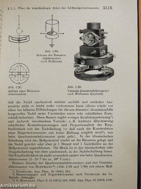 Spiegelgalvanometer und Lichtzeigerinstrumente