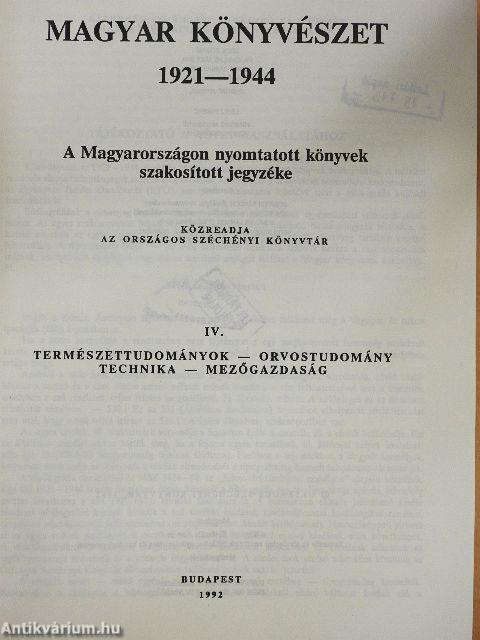 Magyar könyvészet 1921-1944 IV.