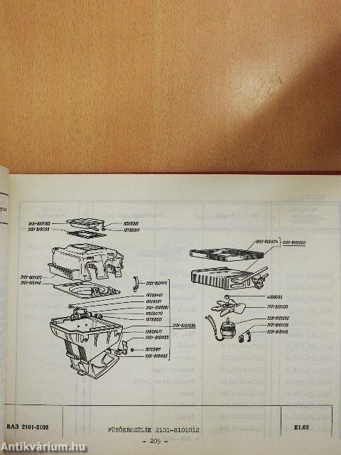 Zsiguli Vaz-2101-2102 személygépkocsi alkatrészkatalógusa