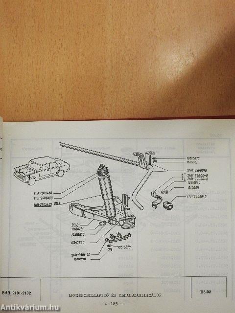 Zsiguli Vaz-2101-2102 személygépkocsi alkatrészkatalógusa