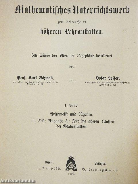 Lehr- und Übungsbuch für den Unterricht in der Arithmetik und Algebra II. (gótbetűs)