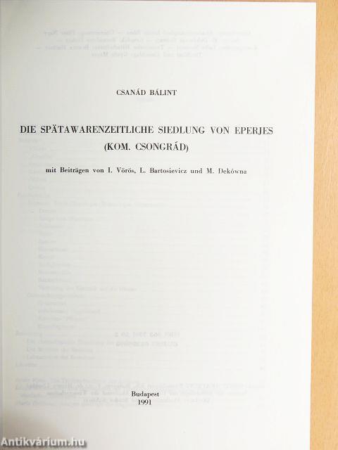 Die Spätawarenzeitliche Siedlung von Eperjes