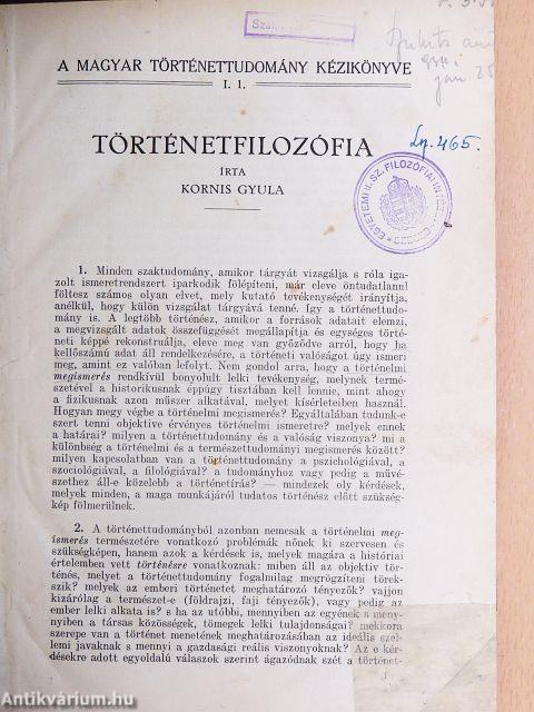 Történetfilozófia I.