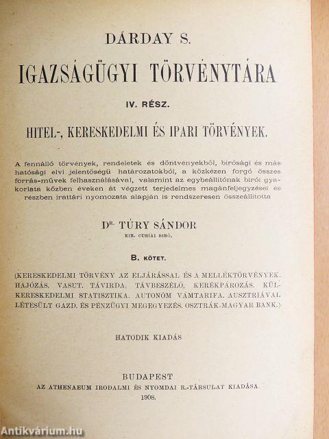 Dárday S. Igazságügyi törvénytára IV/B.