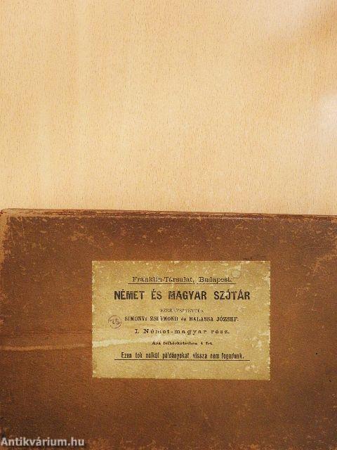 Német és magyar szótár I.