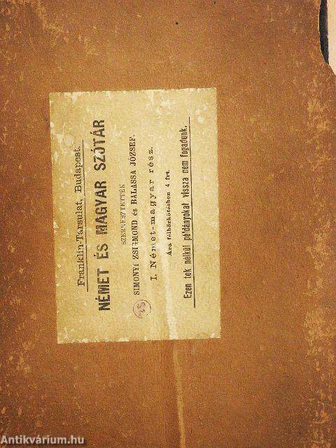 Német és magyar szótár I.