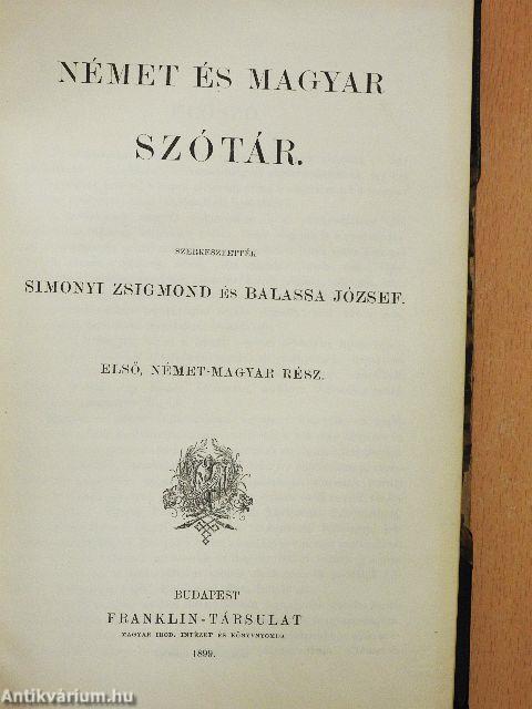 Német és magyar szótár I.