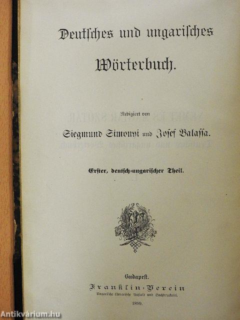 Német és magyar szótár I.