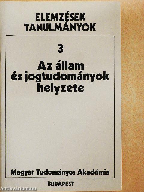 Az állam- és jogtudományok helyzete