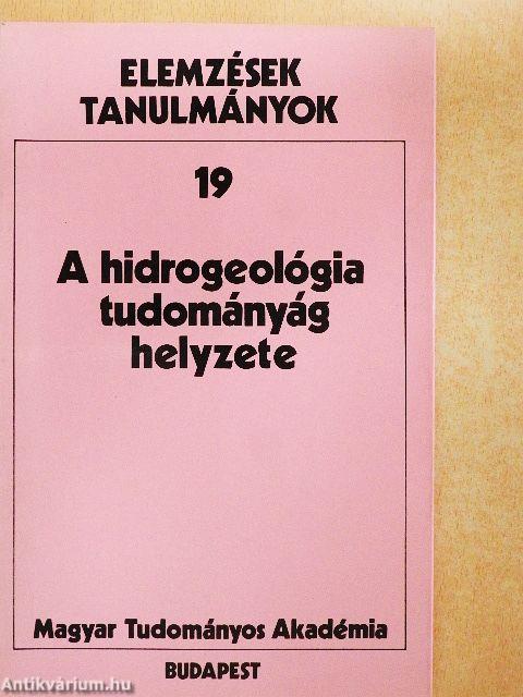 A hidrogeológia tudományág helyzete