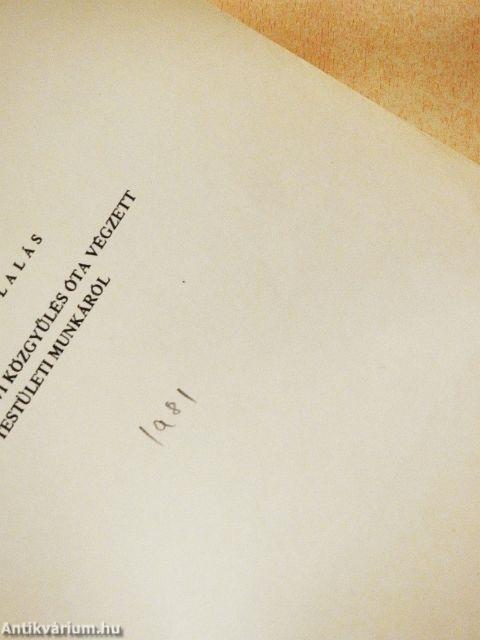 Összefoglalás az elmúlt évi közgyűlés óta végzett testületi munkáról