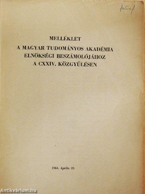 Melléklet a Magyar Tudományos Akadémia elnökségi beszámolójához a CXXIV. közgyűlésen