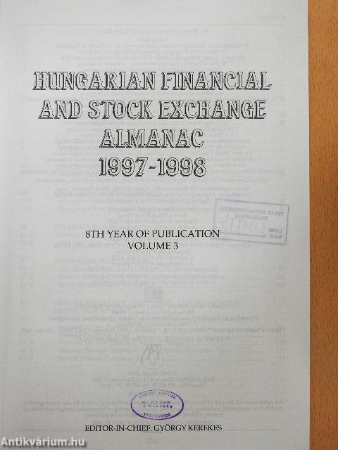 Hungarian financial and stock exchange almanac 1997-1998. Volume 3.