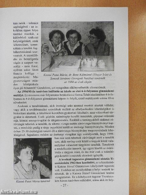 A Móricz Zsigmond Gimnázium jubileumi évkönyve