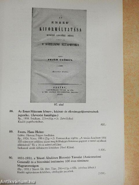 Márffy és Társa antikvárium és aukciósház 3. aukciója 1997/2