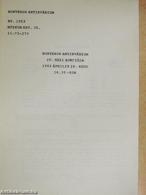 Honterus Antikvárium IV. házi aukciója