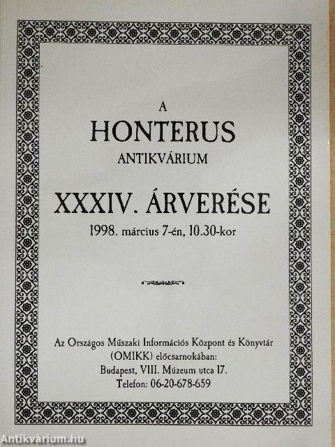 A Honterus Antikvárium XXXIV. árverése