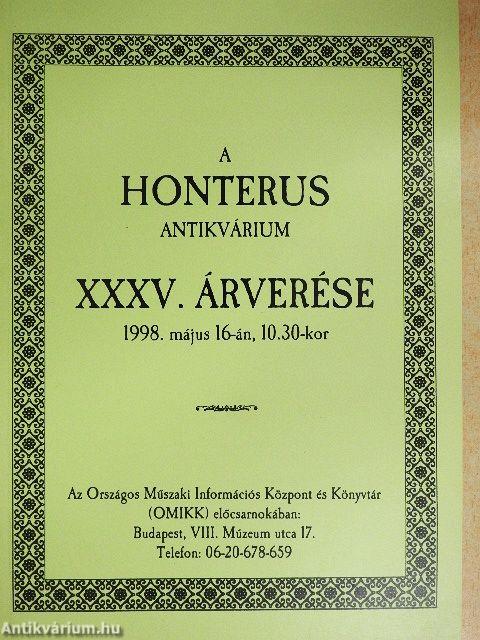 A Honterus Antikvárium XXXV. árverése