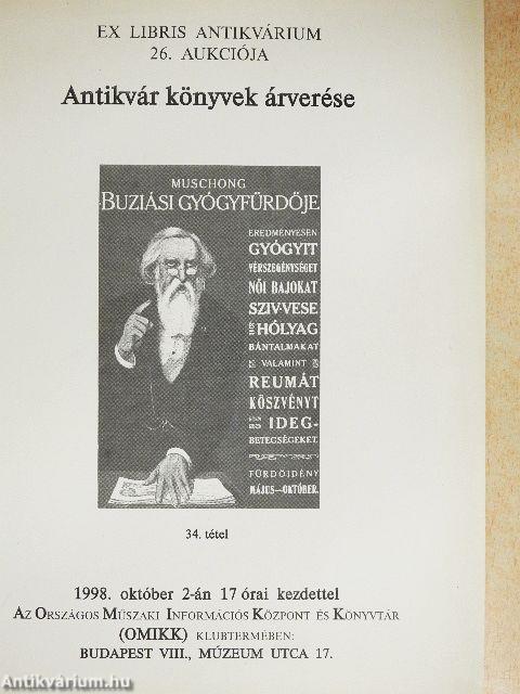 Ex Libris Antikvárium 26. aukciója