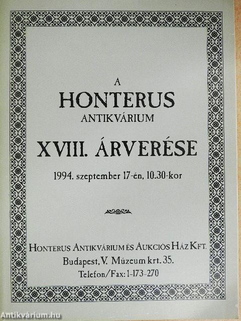 A Honterus Antikvárium XVIII. árverése