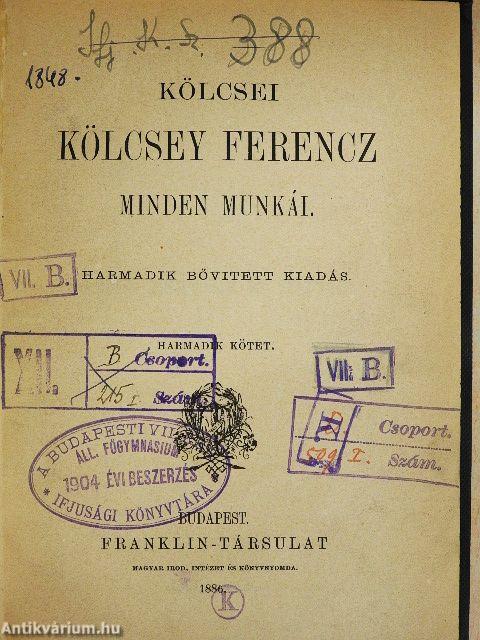 Kölcsei Kölcsey Ferencz minden munkái 3.