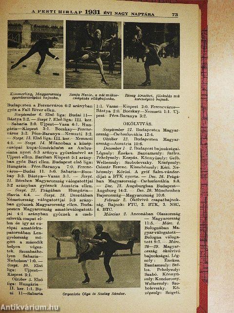 A Pesti Hirlap Nagy Naptára az 1931. közönséges évre
