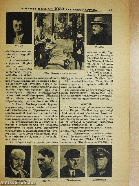A Pesti Hirlap Nagy Naptára az 1933. közönséges évre