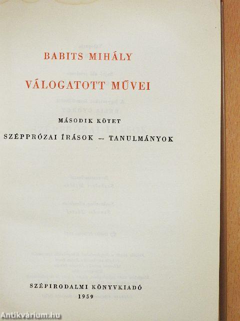 Babits Mihály válogatott művei II.