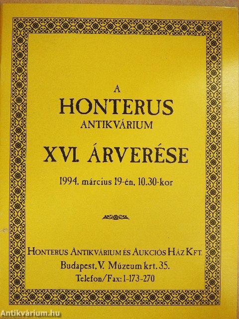 A Honterus Antikvárium XVI. árverése