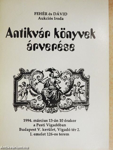 Antikvár könyvek árverése