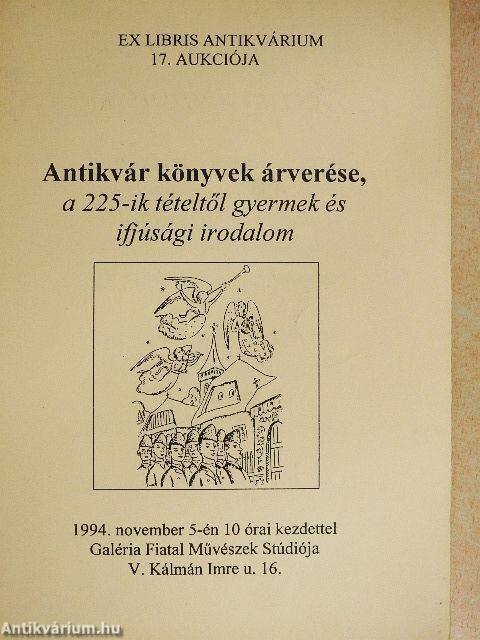 Antikvár könyvek árverése, a 225-ik tételtől gyermek és ifjúsági irodalom