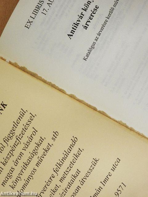 Antikvár könyvek árverése, a 225-ik tételtől gyermek és ifjúsági irodalom