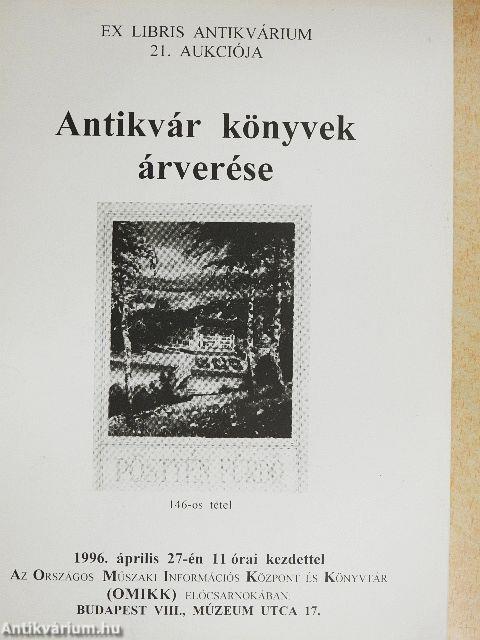 Ex Libris Antikvárium 21. aukciója