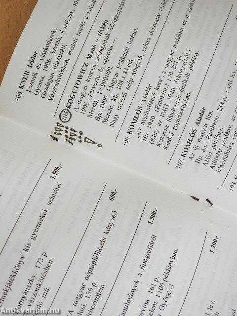 Ex Libris Antikvárium 21. aukciója